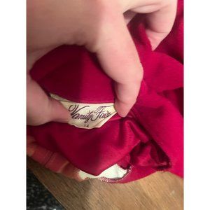 Vanity Fair Womens full Zip Up Long Velour Robe Housecoat Size 14 red 70's